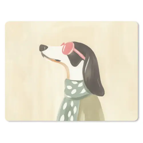 Hond - Zonnebril - Sjaal muismat rubber klein -3d