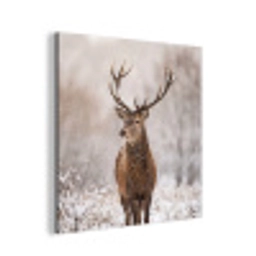 Edelhert - Bos - Sneeuw - Winter - Majestueus aluminium wit klein -3d
