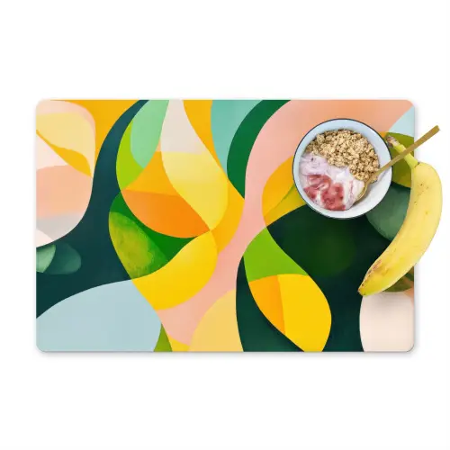 Abstract - Geel - Roze - Groen Placemat vinyl groot -zzzproduct_Kitchenyeah-website