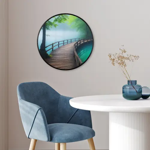 Brug - Water - Rivier - Bos Fotolijst rond zonder passe partout klein -sfeer2