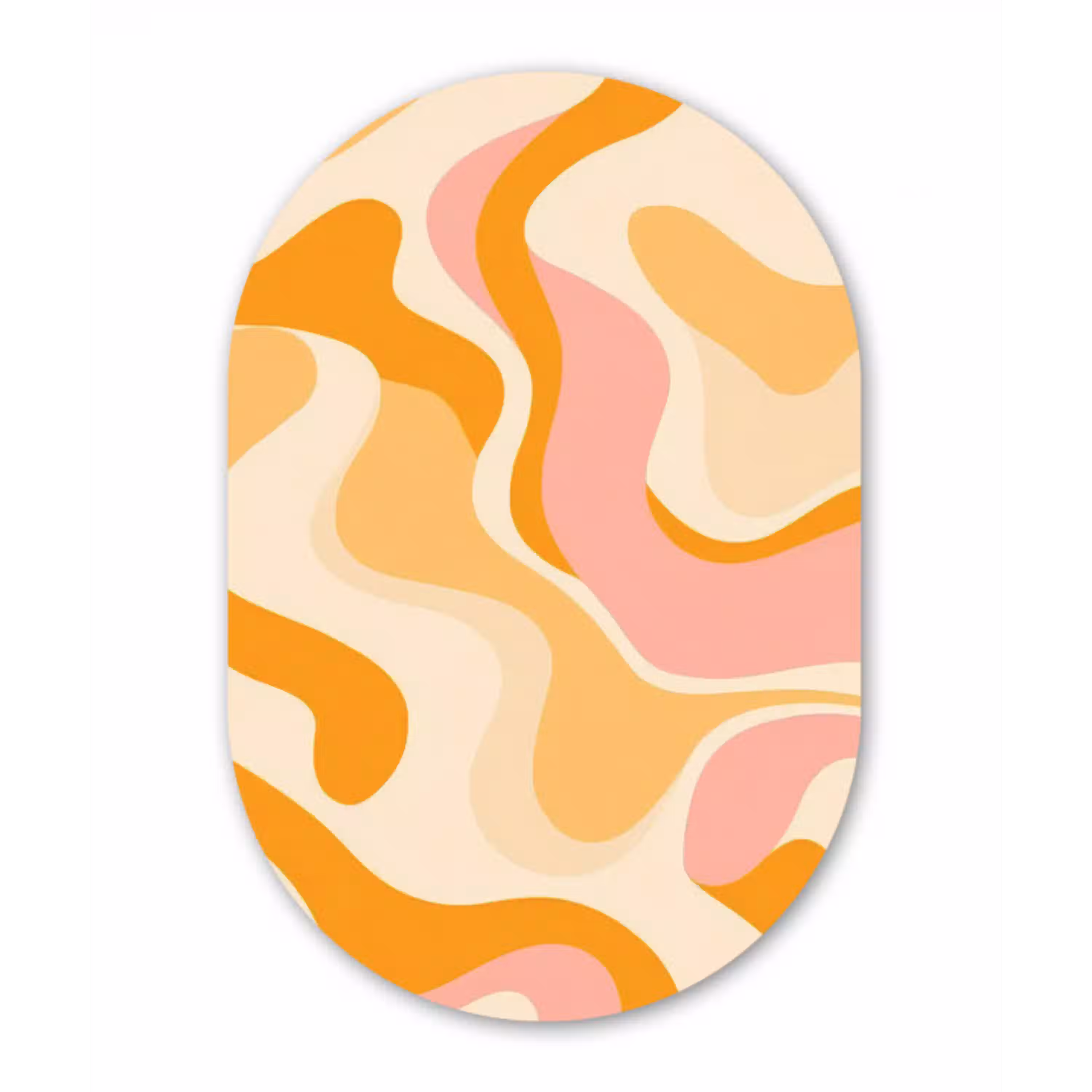Abstract - Golvend - Oranje Wandcirkel Ovaal Aluminium middel -3d