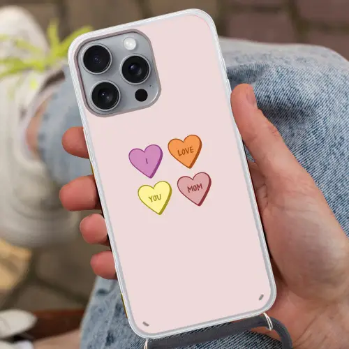 Hartjes - Pastel - Liefde - Moeder Hoesje iPhone 16 Pro Max met koord klein -sfeer3