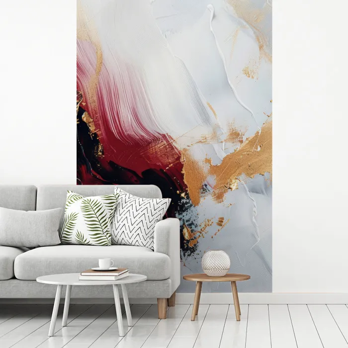 Rood - Abstract - Goud - Modern fotobehang vinyl groot -woonkamer