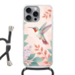 Kolibrie - Vliegen - Natuur - Illustratie - Kleurrijk Hoesje iPhone 16 Pro Max met koord klein -3d