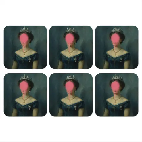 Kroon - Roze druipend verf - Portret onderzetter kurk middel -3d