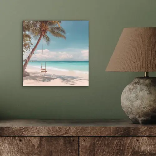 Palmboom - Schommel - Strand - Lucht aluminium wit klein -sfeer2