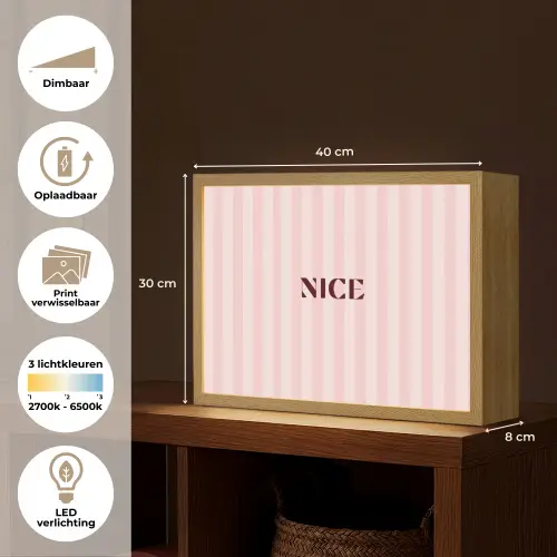Nice - Strepen - Roze Light Box met batterij (Wandlamp) middel -USP_websiteoverzichtNL