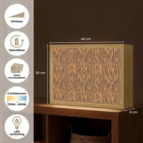 Tijger - Oranje - Patroon - Strepen Light Box met batterij (Wandlamp) middel 907 -USP_websiteoverzichtNL
