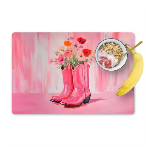 Roze - Bloemen - Cowboy Placemat vinyl groot -zzzproduct_Kitchenyeah-website