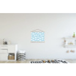 Wolken - Illustratie - Blauw textielposter latten blank klein 122 -kinderkamer