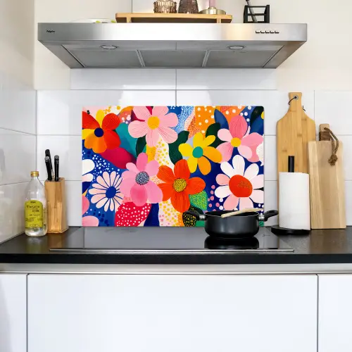 Bloemen - Kleurrijk - Stippen Inductie beschemer met haakjes klein -sfeer2