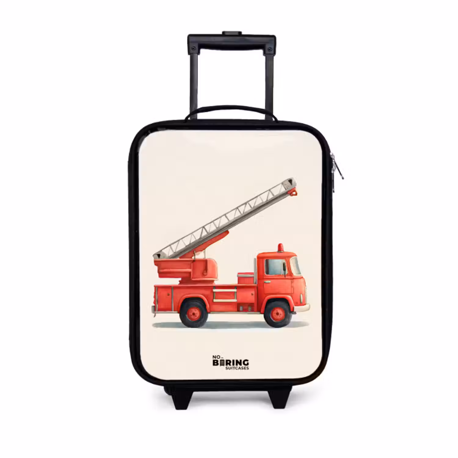 Kinderkoffer - Zwart - Brandweerwagen - Getekend - Rood