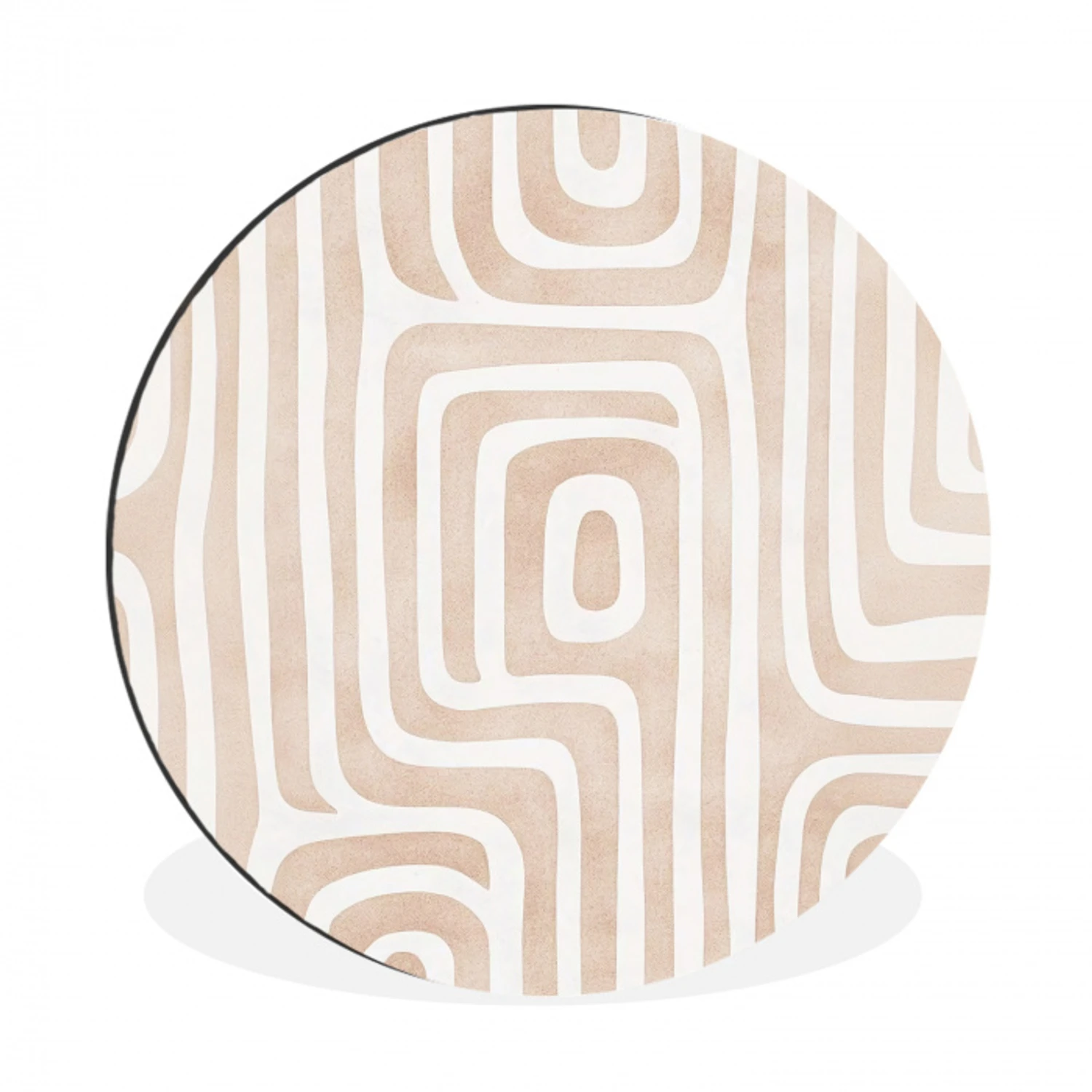 Decoratief - Labyrint - Beige Wandcirkel aluminium klein -3d