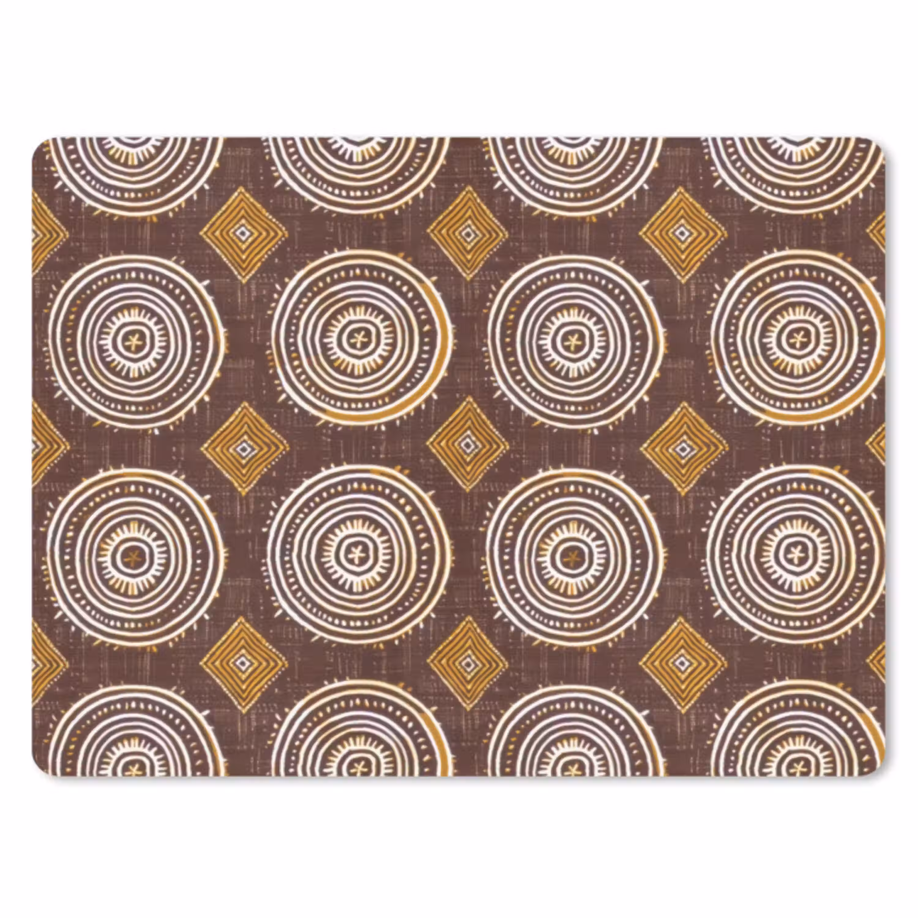 Chocoladebruin - Etnisch - Tribaal - Cirkels - Patroon muismat rubber klein 262 -3d