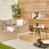 Beige - Lijnen - Golvend -  Abstract tuinposter los doek klein -sfeer4