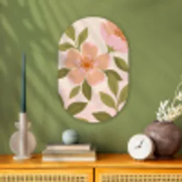 Grafisch - Bloemen - Roze Wandcirkel Ovaal Forex klein -sfeer2