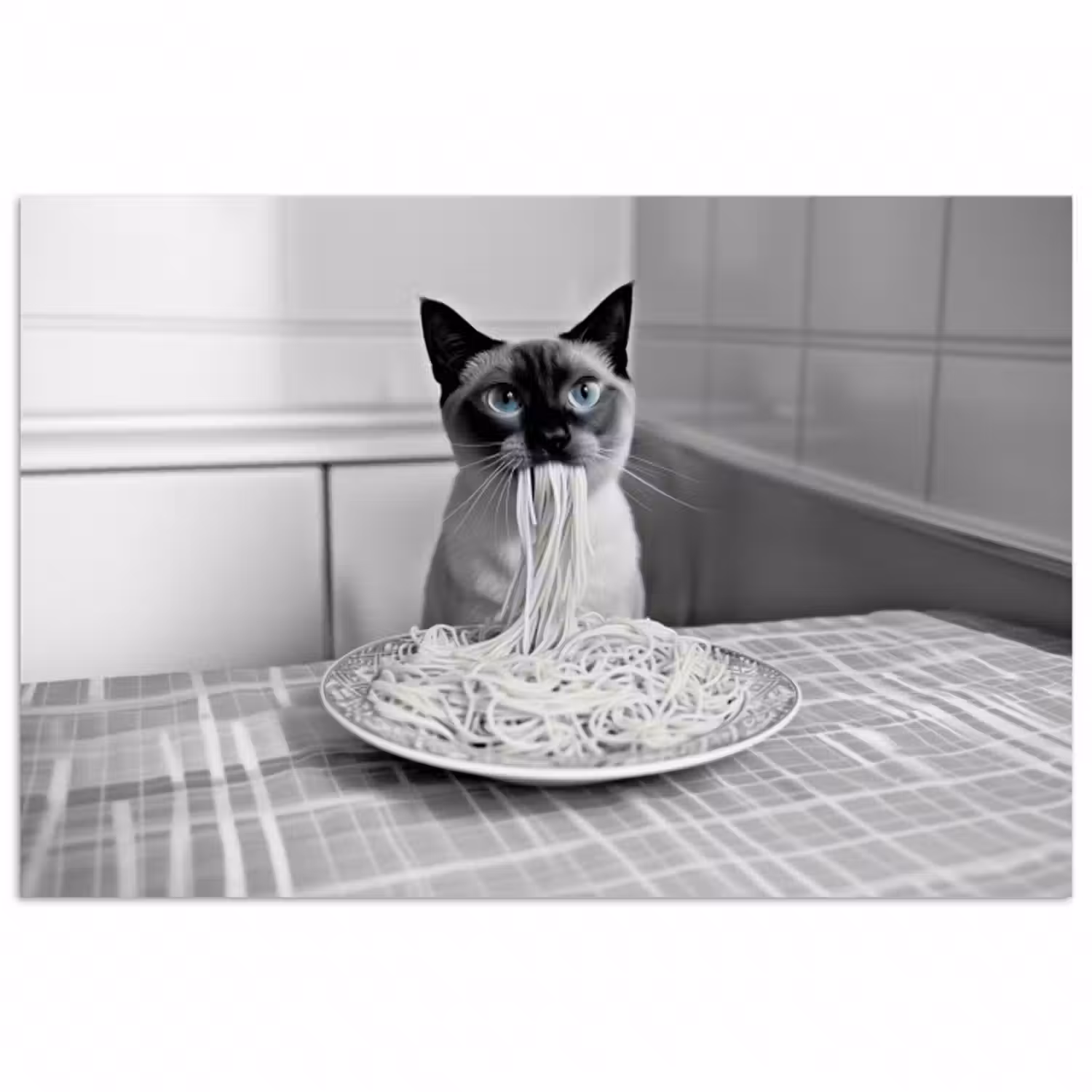 Poster - Katze - Siamese - Schwarz und weiß - Niedlich - Tiere