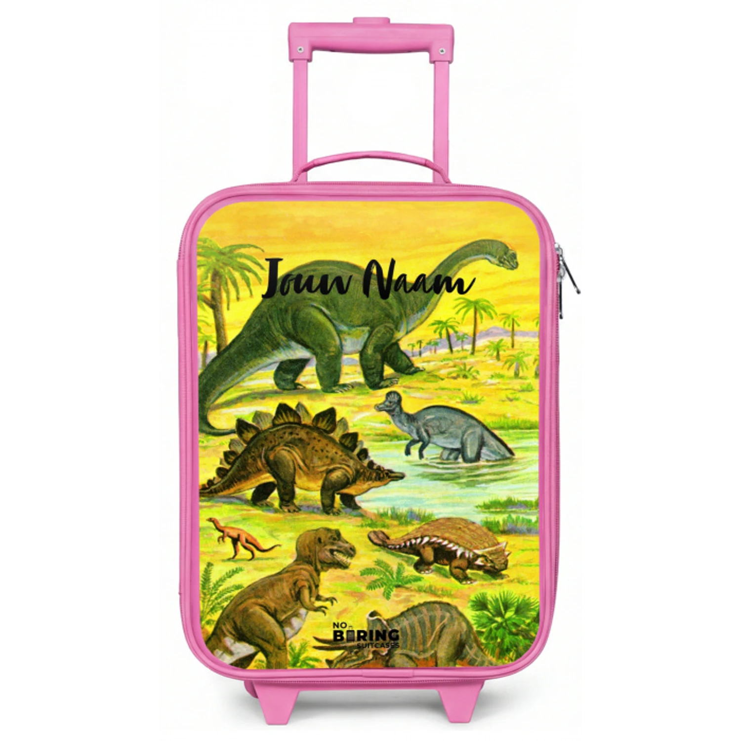 Dinosaurus in Dinosaurusland Kinderkoffer - Roze klein -zz3dotto