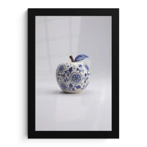 Appel - Blauw - Klassiek fotolijst zwart zonder passe partout klein -3d