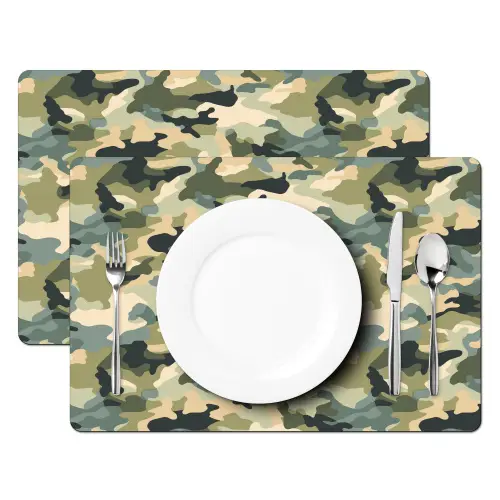 Woestijncamouflage - Zandkleurig - Groen - Patroon Placemat vinyl groot 368 -zzsfeer2_Kitchenyeah-website