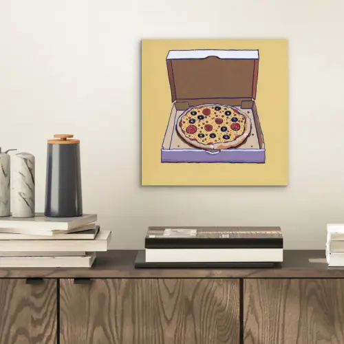 Pizza - Doos - Salami - Illustratie aluminium wit klein -sfeer1