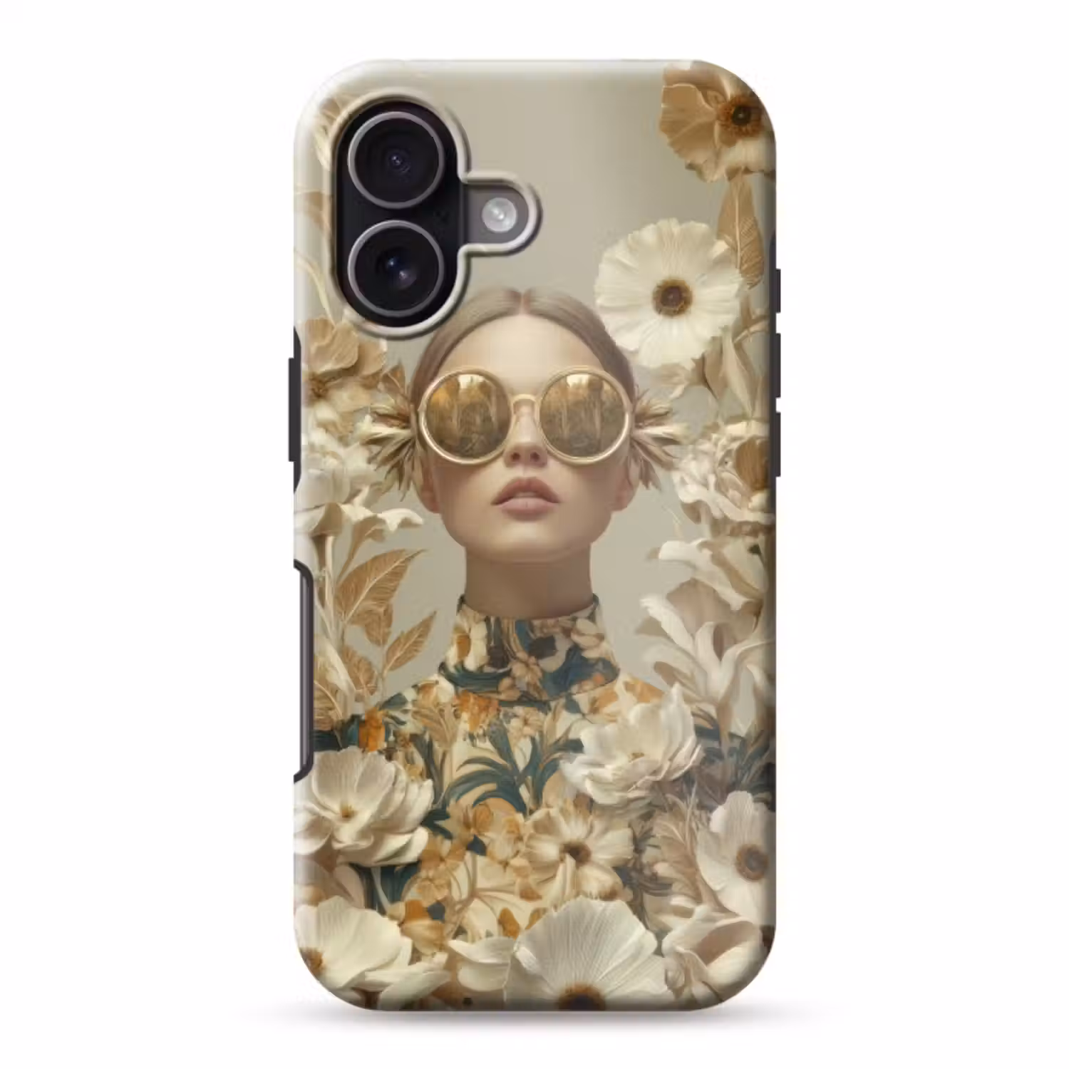 Telefoonhoesje Toughcase - Vrouw - Bloemen - Zonnebril - Wit