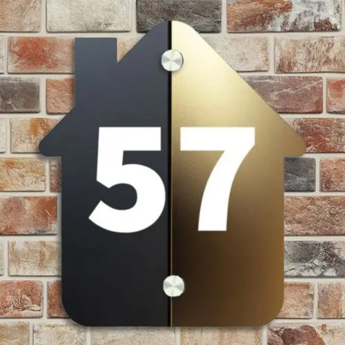 Half goud zwart - Traditioneel Naambord Huisje klein -sfeer6