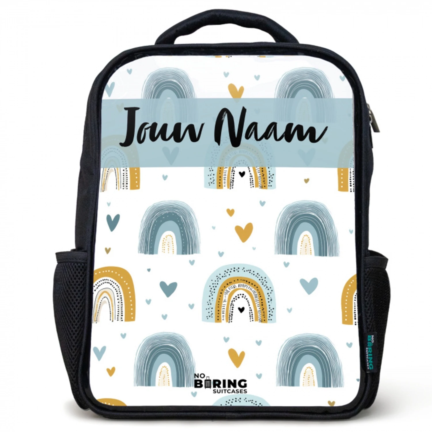 Patroon - Regenboog - Hartjes Rugzak - Zwart middel -3d