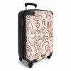 Donkerrode abstracte vormen op beige NBS - Handbagage koffer - Kinderen Unisex middel -productfoto_3d