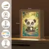 Panda - Cartoon - Bamboebos - Zwart Light Box met kabel klein -USP_NL