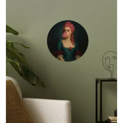 Vrouw - Portret - Kauwgombel Wandcirkel behangsticker klein -sfeer2