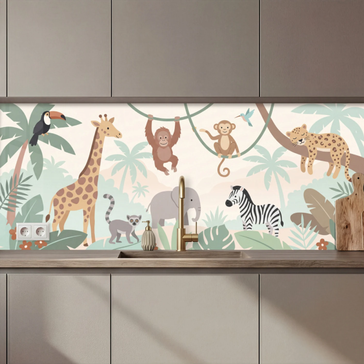 Jungle - Dieren - Groen keuken achterwand 2 middel zz_3dshopping