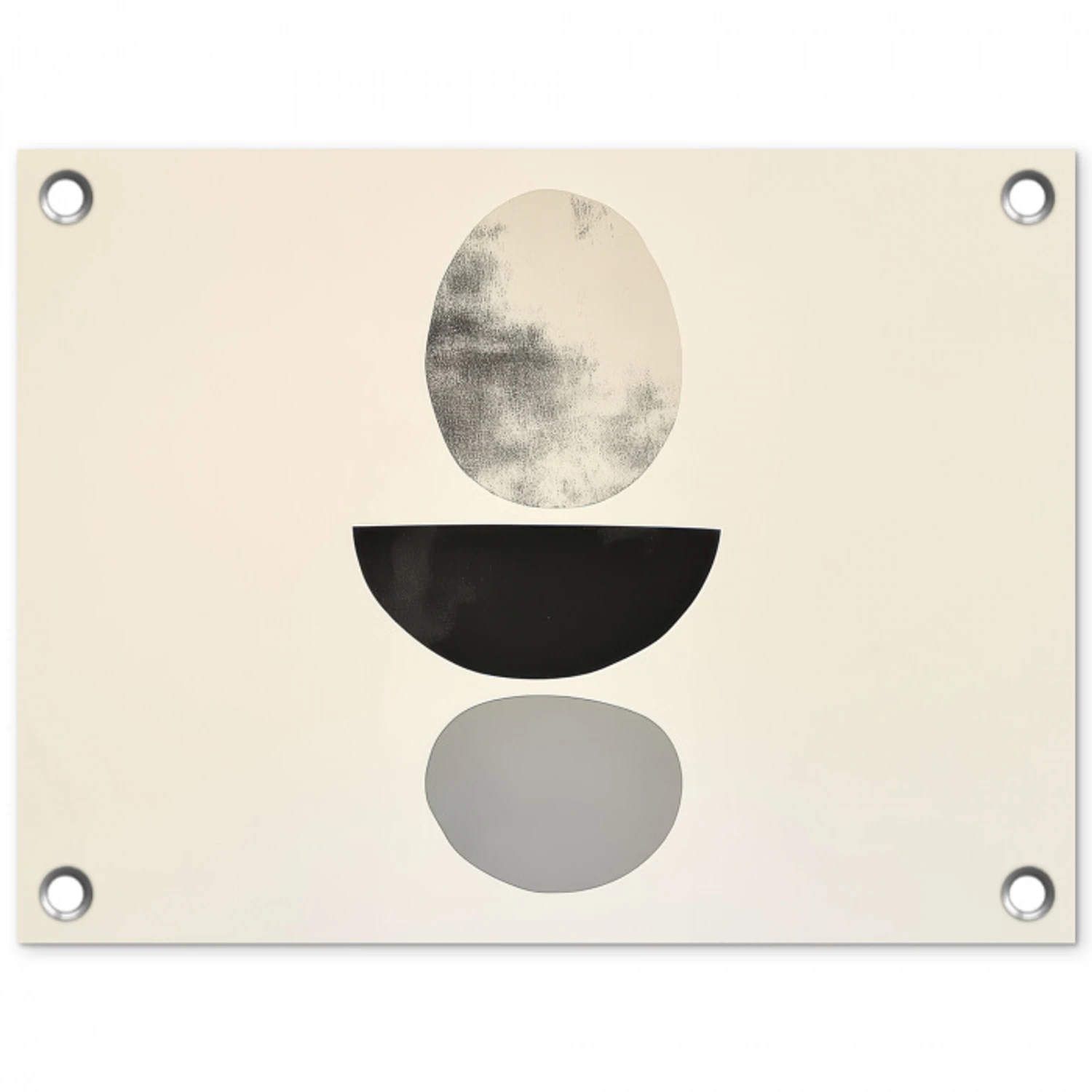 Beige - Japandi - Wabi sabi tuinposter los doek klein -3d