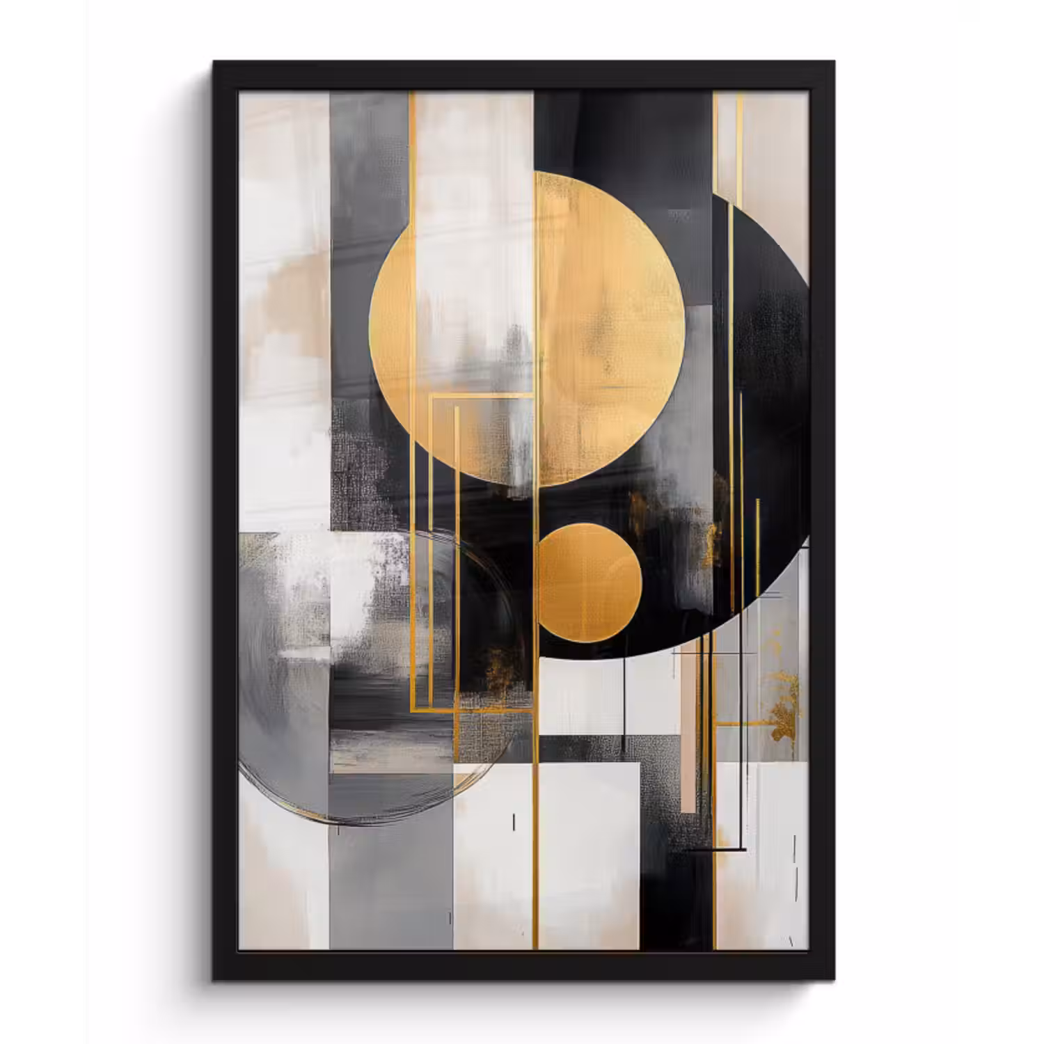 Poster met lijst - Abstract - Goud - Zilver - Vormen - Aesthetic - Modern
