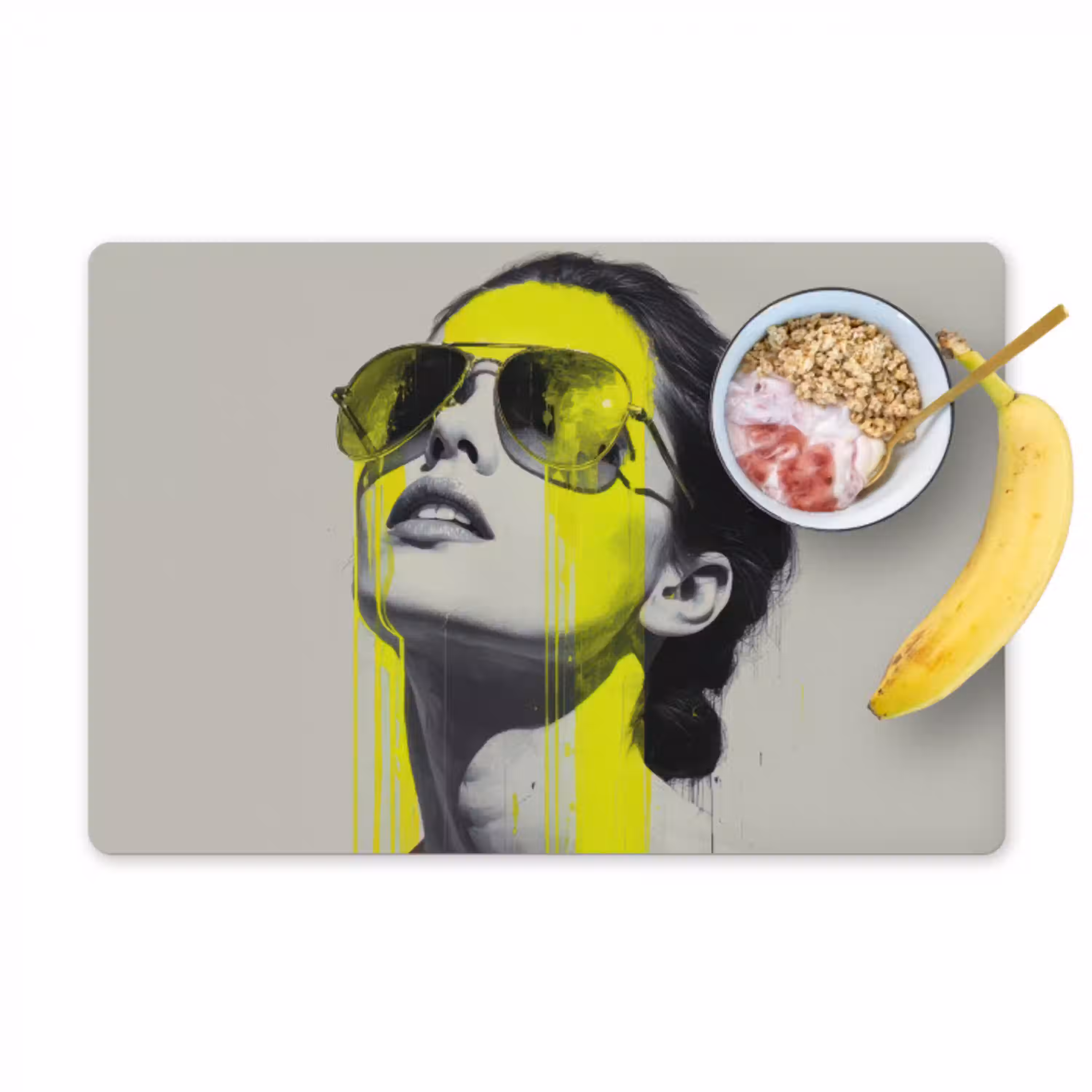 Vrouw - Bril - Verf Placemat vinyl groot -zzzproduct_Kitchenyeah-website