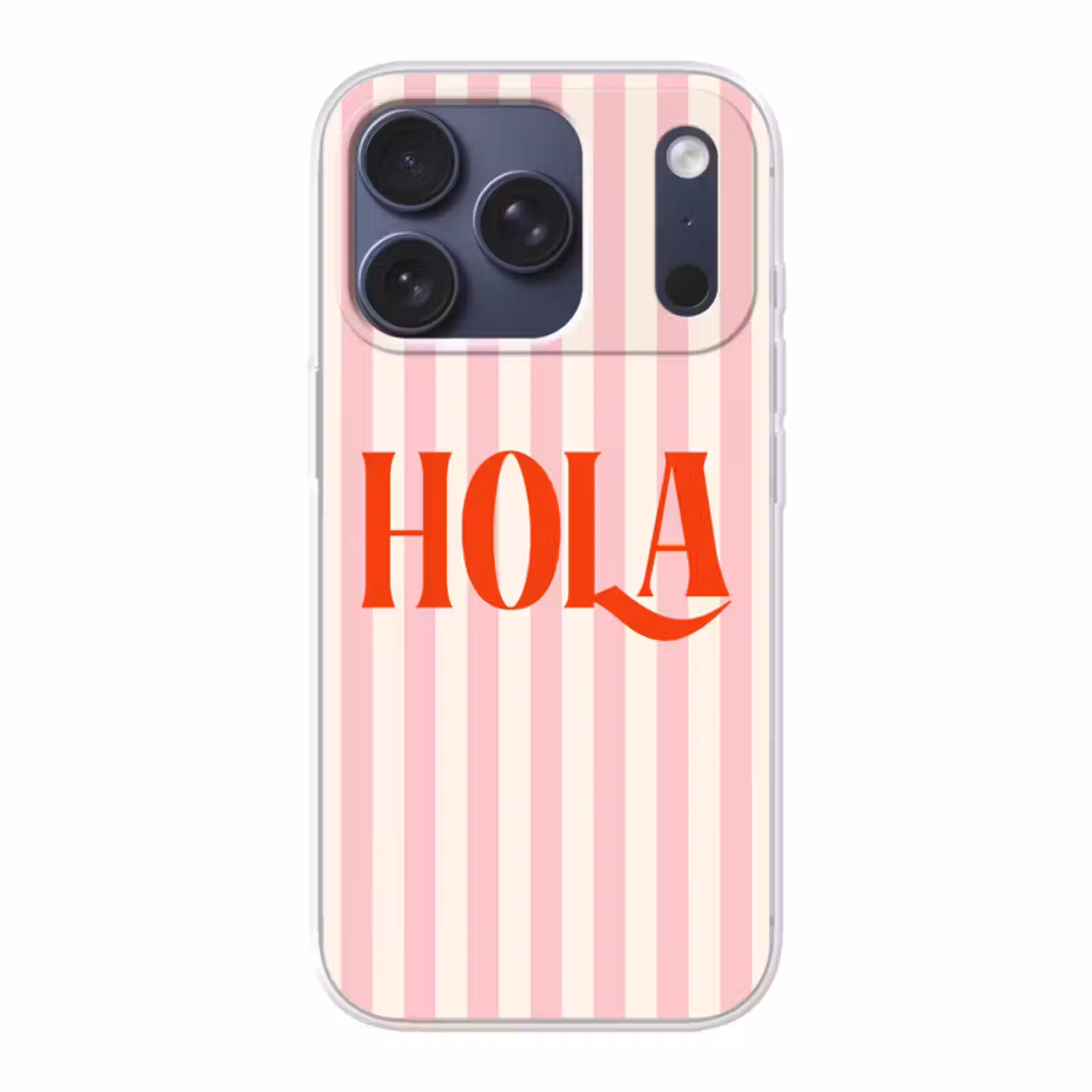 Handyhülle - Hola - Zitat - Streifen - Pastell - Rosa - Rot - Weiß