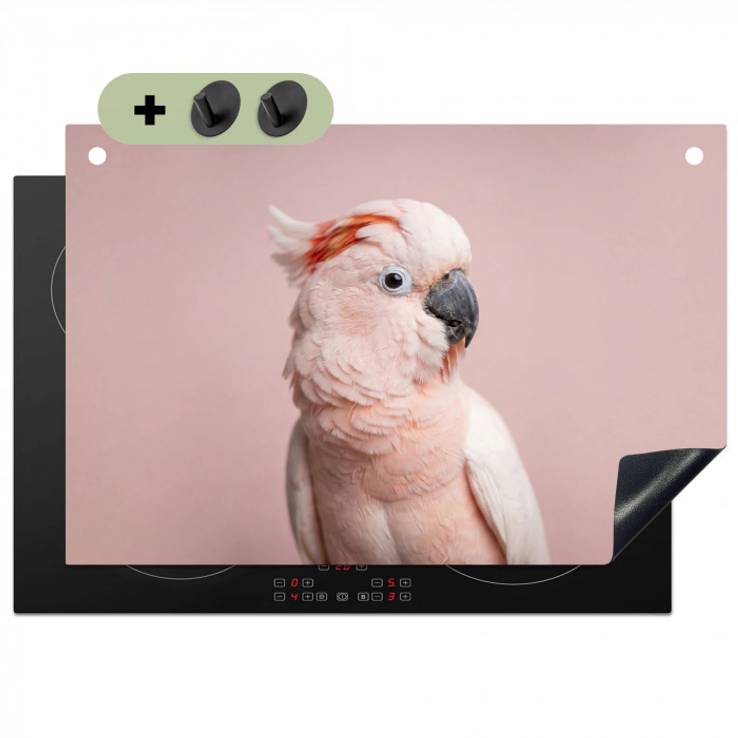 Kaketoe - Portret - Roze Inductie beschemer met haakjes klein -3d
