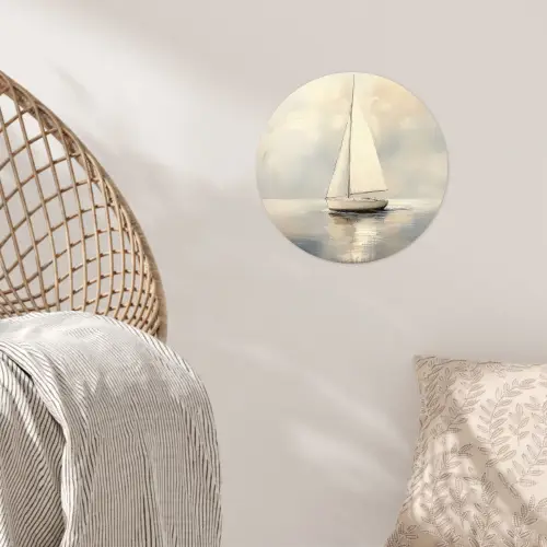 Zeilschip - Zee - Bewolkt Wandcirkel behangsticker klein -sfeer4