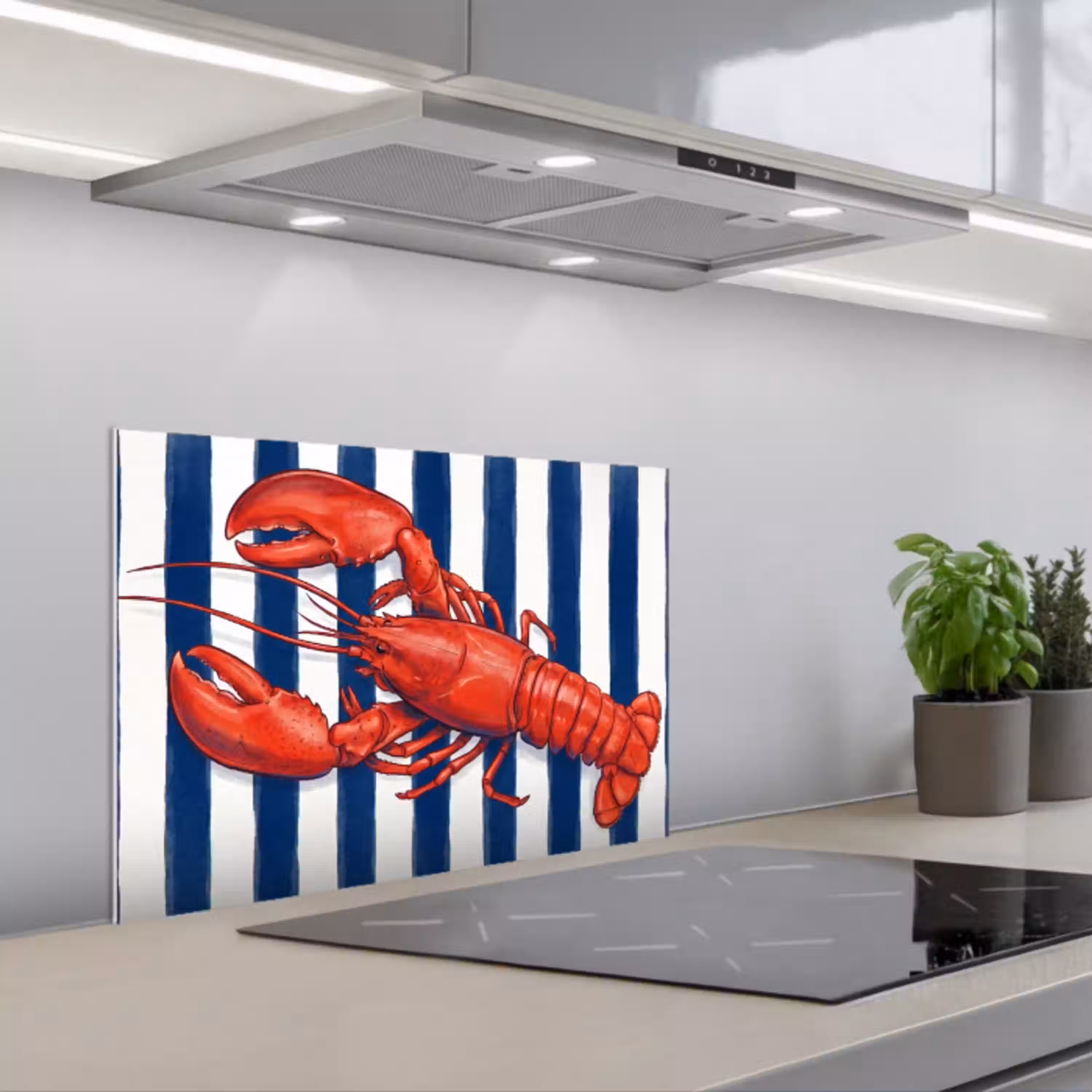 Schaaldier - Kreeft - Marine - Illustratie - Rood keuken achterwand spatscherm klein -3d_schuin