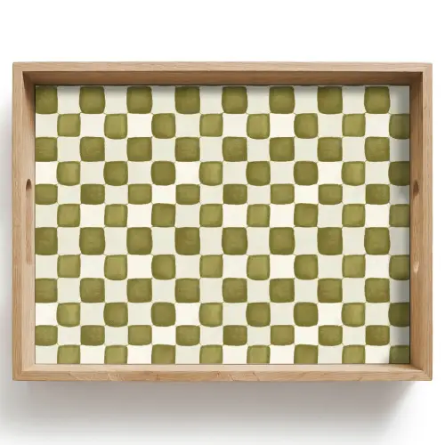 Schaak - Patroon - Groen Dienblad Rechthoek middel 911 -z3d_shopping