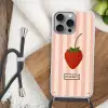 Aardbei - Strepen - Minimalistisch - Rood Hoesje iPhone 16 Pro Max met koord klein -sfeer4