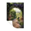 Doorkijk - Landschap - Bloemen - Tuinboog - Natuur Muursticker klein -3d