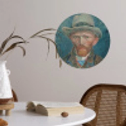 Zelfportret 1887 - Schilderij van Vincent van Gogh Wandcirkel behangsticker klein -sfeer3