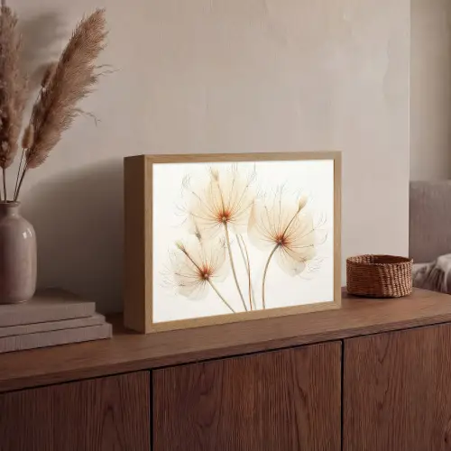 Zonlicht - Paardenbloemen - Natuur - Botanisch Light Box met batterij (Wandlamp) middel -sfeer2