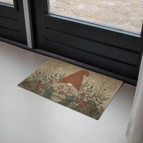 Kerstgnome - Konijntjes - Kleurrijk Deurmat klein -sfeer2