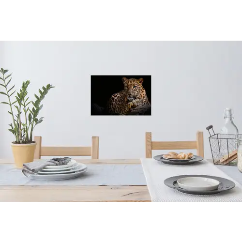 Wilde dieren - Panter - Portret - Zwart - Dieren Muursticker klein -eettafel