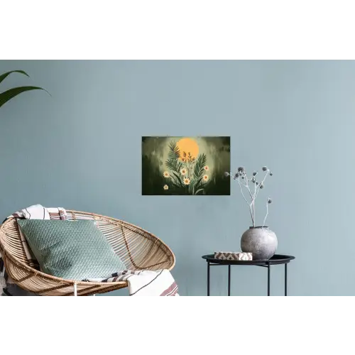 Bloemen - Bladeren - Zon - Groen Muursticker klein -plant