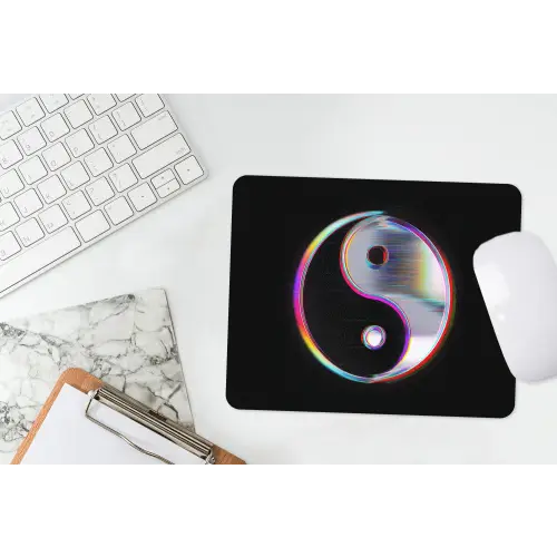 Yin-Yang - Cirkel - Regenboog muismat rubber klein -witbureau