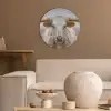 Longhorn - Grasveld - Dier Akoestische PET Vilt - Rond klein -sfeer1