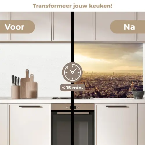 Parijs - Skyline - Zonsondergang - Steden keuken achterwand 2 middel -voor-na2_NL